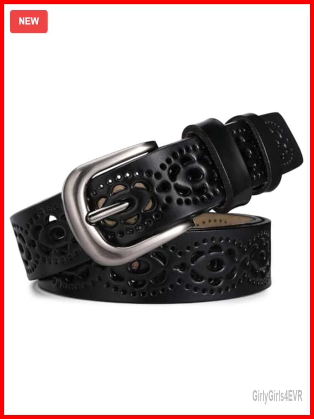 Women's Leather Belt Hollow Flower Waist Belt for Jeans Dresses Pants